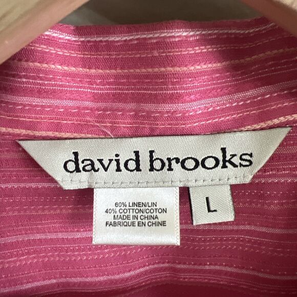 David Brooks Linen-cotton Blend PinkTops Womens Size L Long Sleeve Button Shirt - Picture 4 of 6